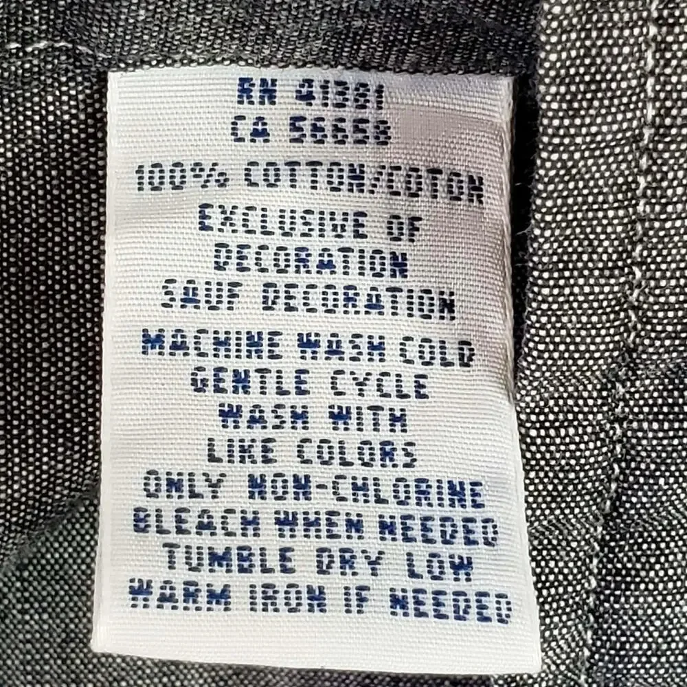 Polo Ralph Lauren Shirt LS Button Down Gray Blue Denim Texture Mens Size Large L
